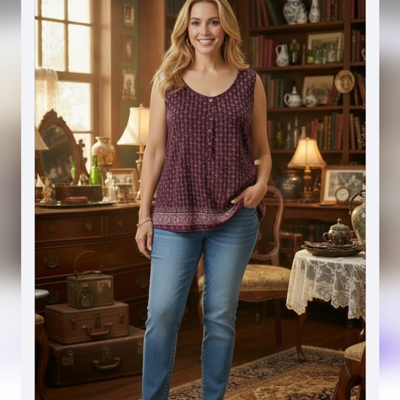 Eddie Bauer Tops - ❤️Eddie Bauer Purple Pattern Sleeveless Top